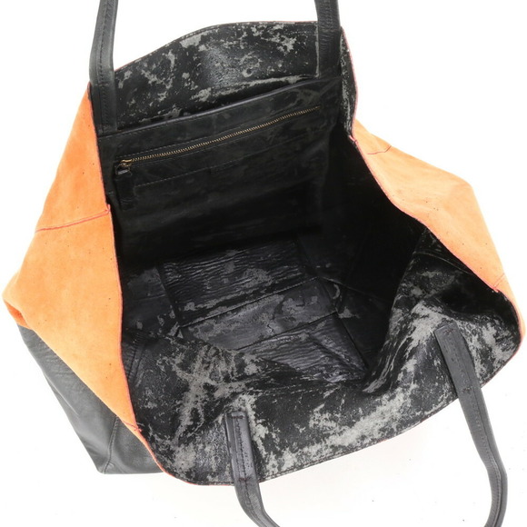 Celine Horizontal Hippo Black Orange Leather Tote Bag - Picture 12 of 14